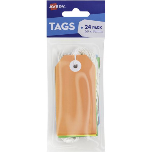 AVERY SCALLOP TAGS 96 x 48mm Multi-Colour (Purple, Pink, Buff, Yellow, Green and Blue) Pack of 24