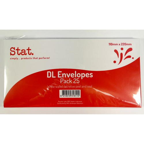 Stat Peel And Seal Envelope DL Secretive White Pack of 25