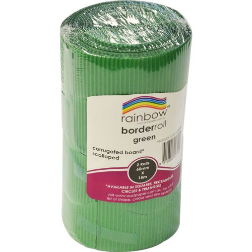 RAINBOW CORRUGATED BOARD - BORDER ROLL GREEN - 180GSM 60MMX15M (Pack of 2)