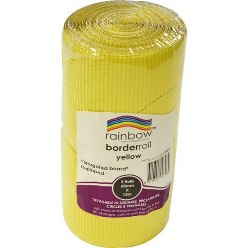 RAINBOW CORRUGATED BOARD - BORDER ROLL YELLOW - 180GSM 60MMX15M (Pack of 2)