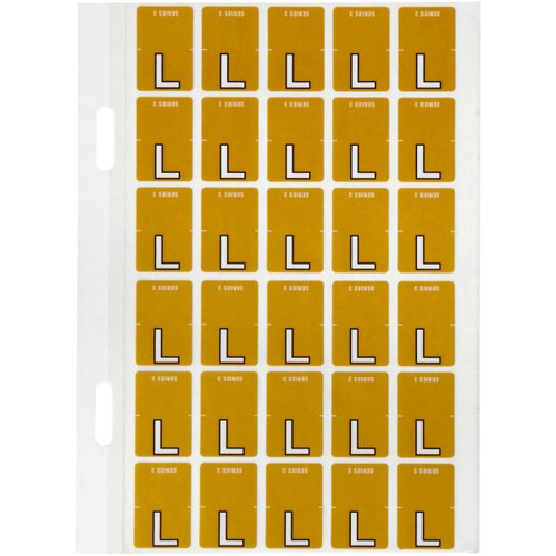Avery Alphabet Coding Label L Top Tab 20x30mm Mustard Pack of 150