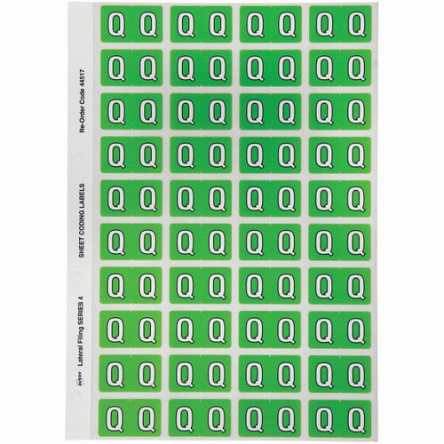 AVERY ALPHABET CODING LABEL Q SIDE TAB 25X42MM L/GREEN (Pack of 240)
