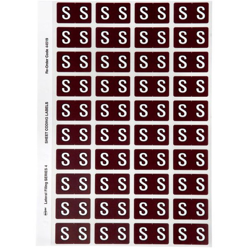 Avery Alphabet Coding Label S Side Tab 25x42mm Brown Pack of 240