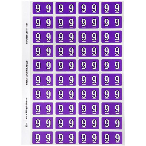 AVERY NUMERIC CODING LABEL 9 Side Tab 25x42mm Purple 44537 (240 Labels)