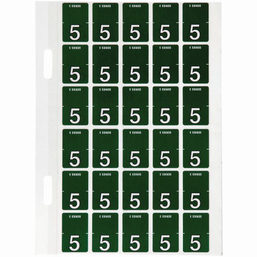 Avery Numeric Coding Label 5 Top Tab 20x30mm D Green Pack of 150