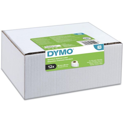 Dymo Labelwriter Labels Standard Address 28x89mm, 130 Labels per Roll, Pack of 12 Rolls