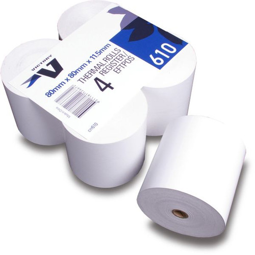 Victory Paper Thermal Register Rolls 80x80x12mm 1 Ply, Pack of 4 (194924)