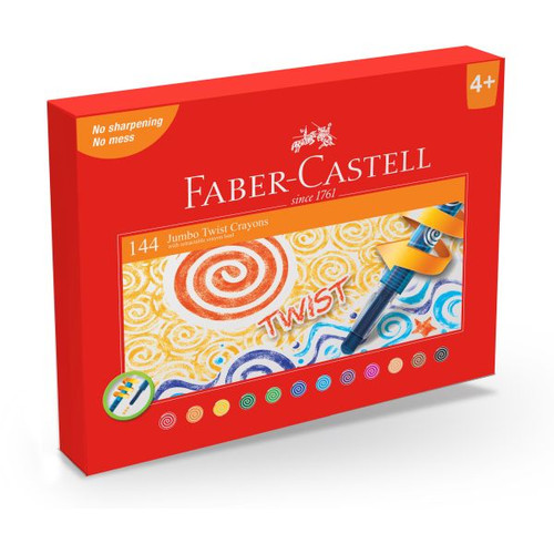 Faber-Castell Jumbo Twist Wax Crayons, Assorted Pack of 144 (inc. 12 Colours)