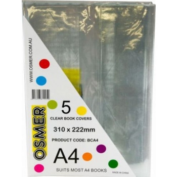 A4 BOOK COVERS Clear With Clear Returns Pack of 5
