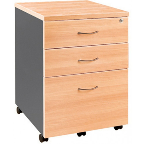 MOBILE PEDESTAL 2 DRAWER 1 FILE 465(W) x 476(D) x 680(H) BEECH / CHARCOAL