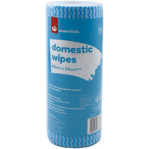 Multipurpose Domestic Wipes 40cm x 24cm, Pack of 50