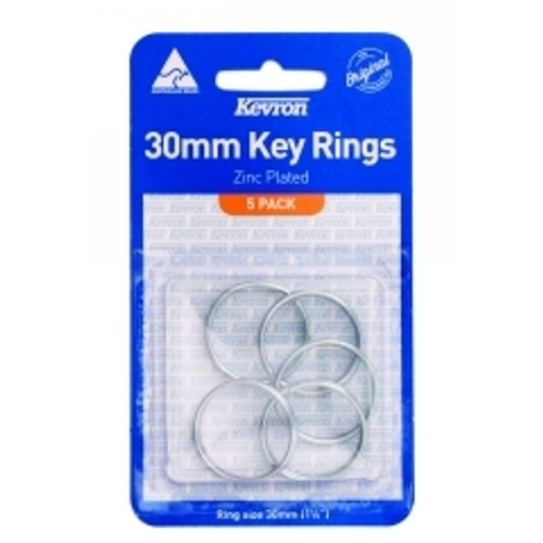 KEY RINGS KEVRON 30MM ZINC PLATED Pack of 5 (ID1043PP5)