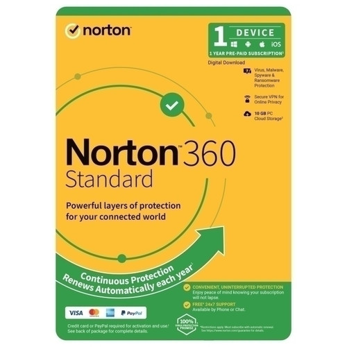 Norton 360 Standard Protection - 1 User 1 Device 1 Year Sub