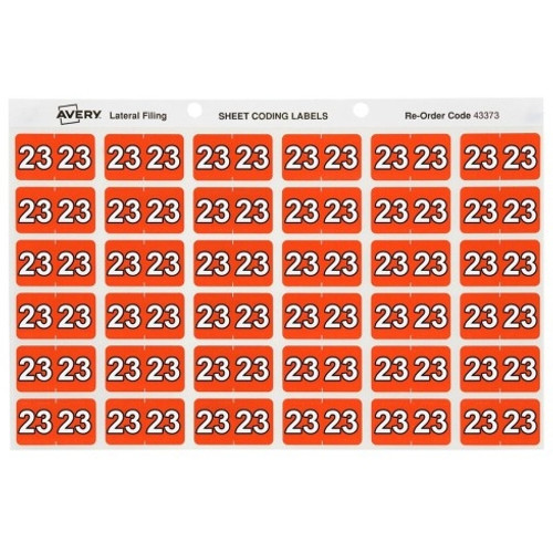 AVERY 23 SIDE TAB COLOUR CODING LABELS DARK ORANGE PACK 180