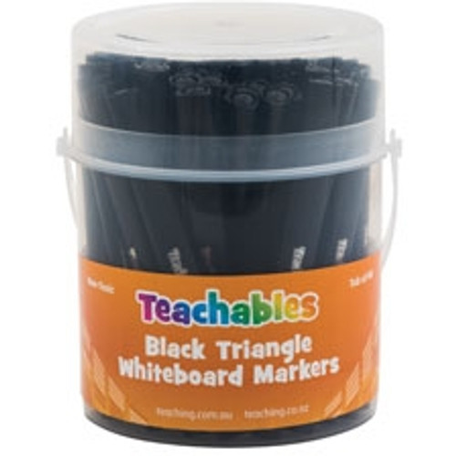 TEACHABLES TRIANGULAR WHITEBOARD MARKERS TUB OF 48 BLACK