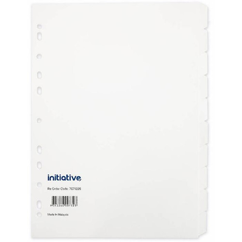 INITIATIVE DIVIDERS MANILLA 10-TAB A4 WHITE *** While Stocks Last - please enquire to confirm availability ***