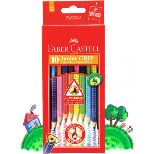 Faber-Castell Junior Grip Dot Colour Pencils, Assorted Pack of 10