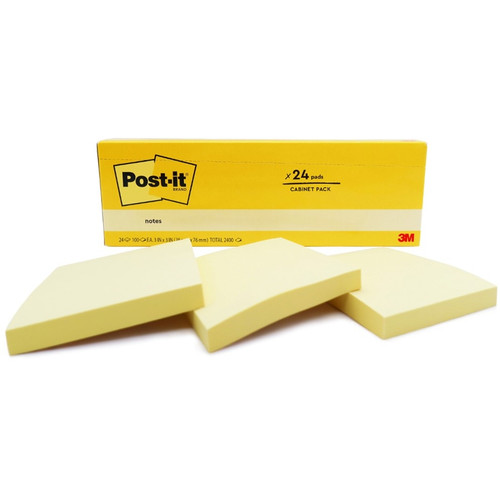 POST-IT NOTES 654-24CY 76 X 76mm CABINET PACK YELLOW BX24