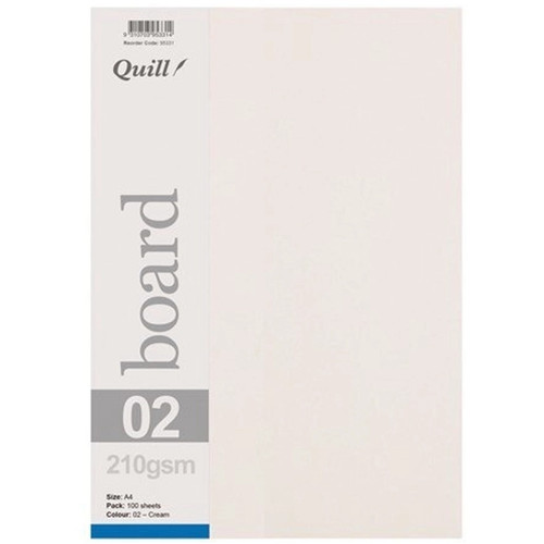 Quill Coloured Board 210gsm A4 - Cream, Pack of 100 (95331)