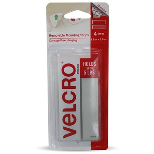 VELCRO BRAND 110838 REMOVABLE MOUNTING STRIPS 8.8 CM X 1.9CM PACK 4
