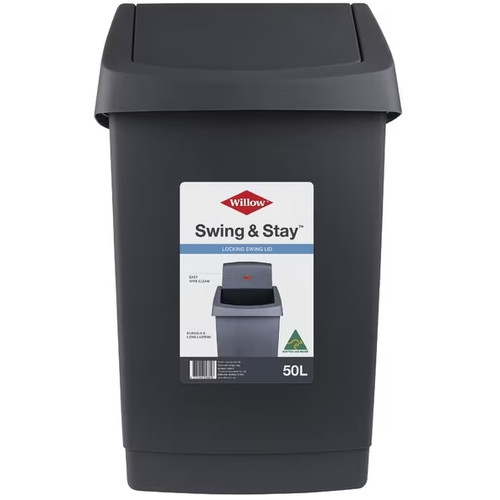 Willow Swing & Stay Bin 50L Charcoal, Each