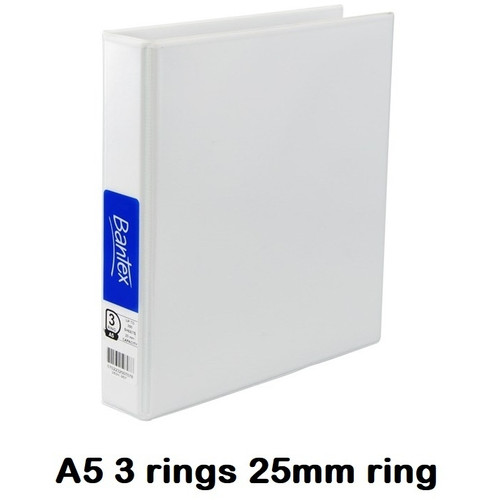 Bantex Insert Ring Binder A5 3D Ring 25mm - White (2531-307)