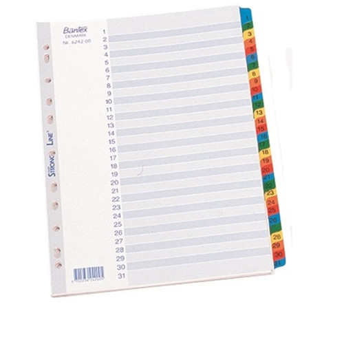 Bantex Indices A4 1-31 Mylar Coloured Tabs (6242)