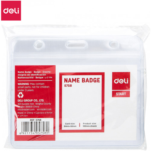 Deli Horizontal Name Badge  100mm x82mm Pack of 10