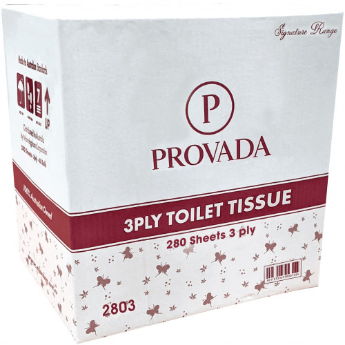 Provada Toilet Tissue Embossed 3 Ply 280 Sheets Signature Range Carton of 48