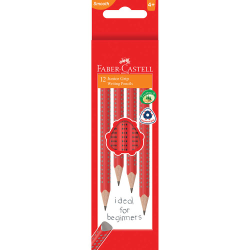 Faber-Castell Junior Grip Graphite Pencil 2B with Dots, Red Barrel (Each)