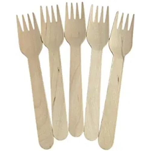 Disposable Wooden Forks 100% All-Natural Eco-Friendly Biodegrade Carton of 100 (EC-WC0801)