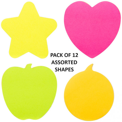 DELI STICK ON NOTES Pack of 12 Assorted Shapes