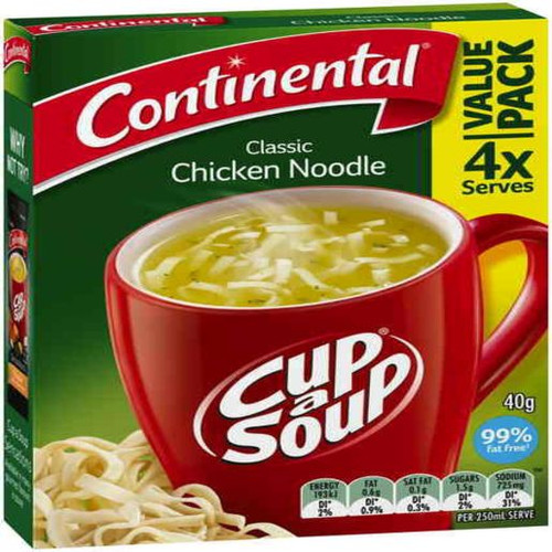 CONTINENTAL CHICKEN NOODLE CUP-A-SOUP 4 SERVES 40GM