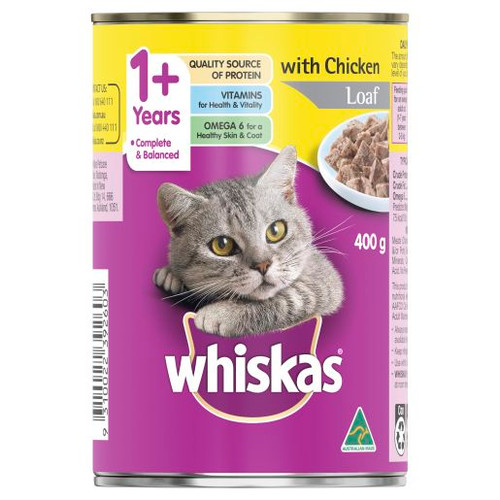WHISKAS 1+ YEARS CHICKEN LOAF CAN 400GM