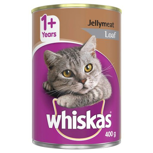 WHISKAS 1+ YEARS JELLYMEAT LOAF CAN 400GM