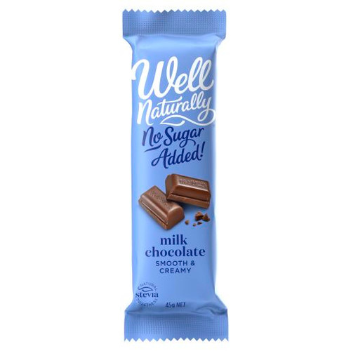WELL NATURALLY NO SUGAR ADDED CREAMY MILK CHOCOLATE BAR 45GM