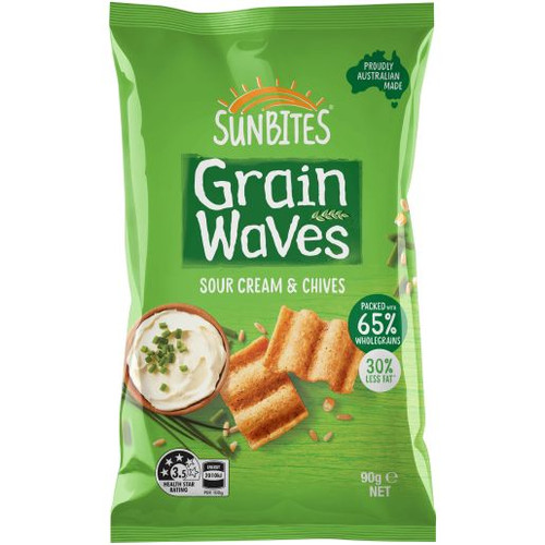 GRAINWAVES SOUR CREAM & CHIVES CHIPS 90GM