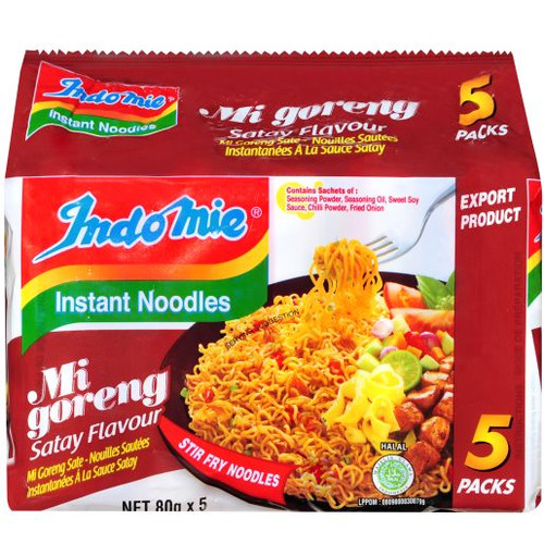 INDOMIE MI GORENG INSTANT NOODLES SATAY 5 PACK 400GM