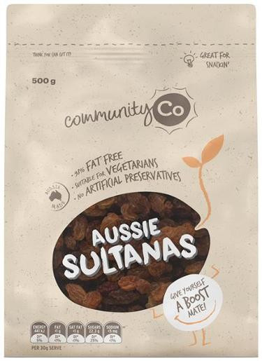 COMMUNITY CO SULTANAS 500GM