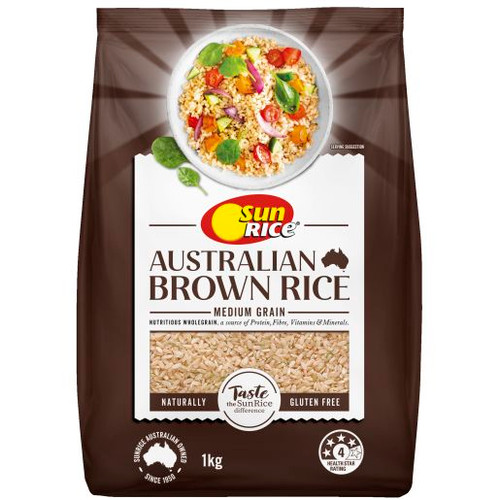 SUNRICE MEDIUM GRAIN BROWN RICE 1KG