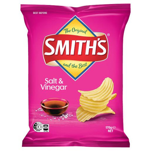 SMITHS SALT & VINEGAR CRINKLE CUT POTATO CHIPS 170GM