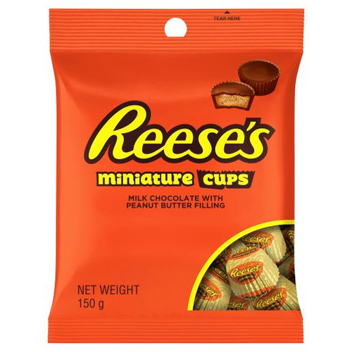 REESES CHOCOLATE MINIATURE PEANUT BUTTER CUPS 150GM