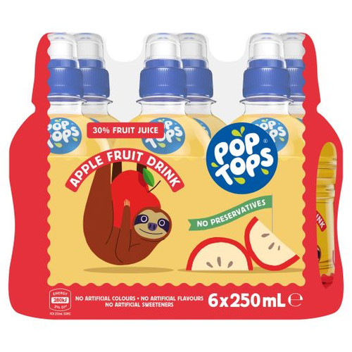 POP TOPS APPLE FRUIT DRINK 6X250ML