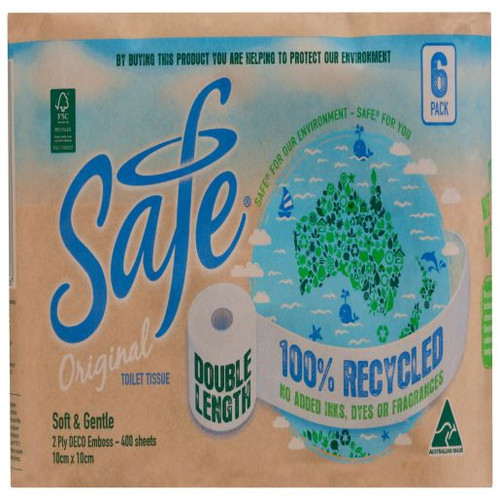 SAFE TOILET TISSUE SOFT & GENTLE ORIGINAL 2PLY 6PK