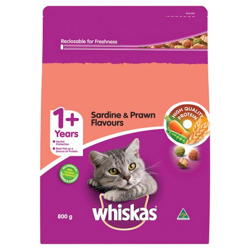 WHISKAS SARDINE & PRAWN ADULT CAT FOOD 800GM