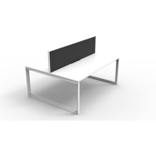 INFINITY LOOP LEG WORKSTATION Brilliant White 1500Mm 2 Person Doubleside & Screen
