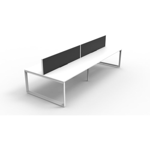 INFINITY LOOP LEG WORKSTATION Brilliant White 1500Mm 4 Person Doubleside & Screen