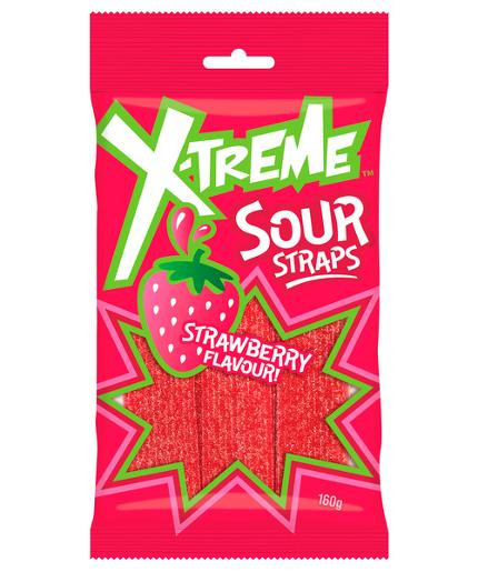 XTREME STRAWBERRY SOUR STRAPS 160GM (Carton of 12)