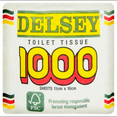 DELSEY TOILET TISSUE 1 PLY 1000S (Carton of 24)  14007-01