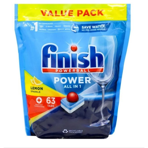 Finish Powerball Power Lemon Sparkle All In 1 Tablets - 63 Pack
